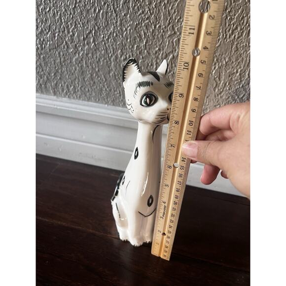 Vtg Lefton (possible) MCM Siamese Cat Figurine Long Necked Floral Ceramic Japan - Picture 2 of 8